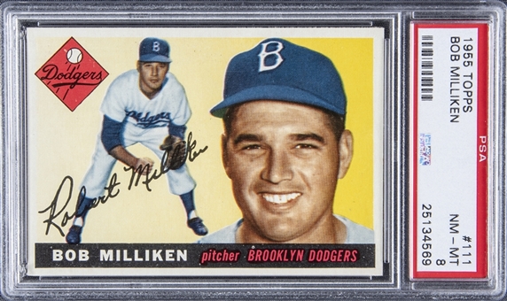 1955 Topps #111 Bob Milliken - PSA NM-MT 8